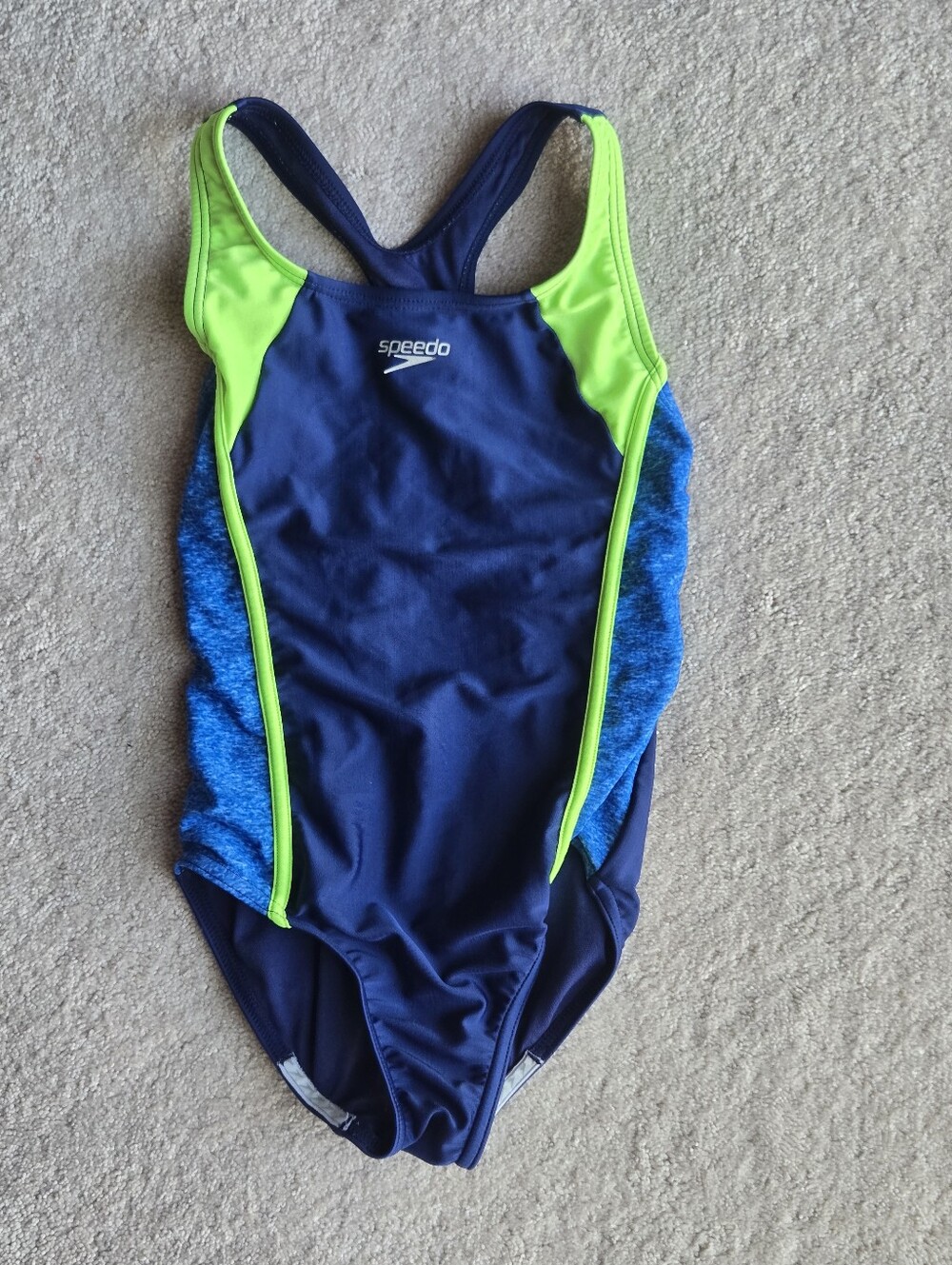 Speedo Navy & Lime Green Girls' One-Piece Swim Suit